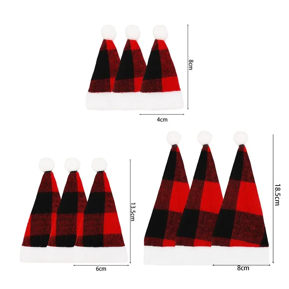 10Pcs Santa Hats Wine Bottle Covers Christmas Table Decoration Xmas Party Cutlery Storage Bags Mini Home Atmosphere