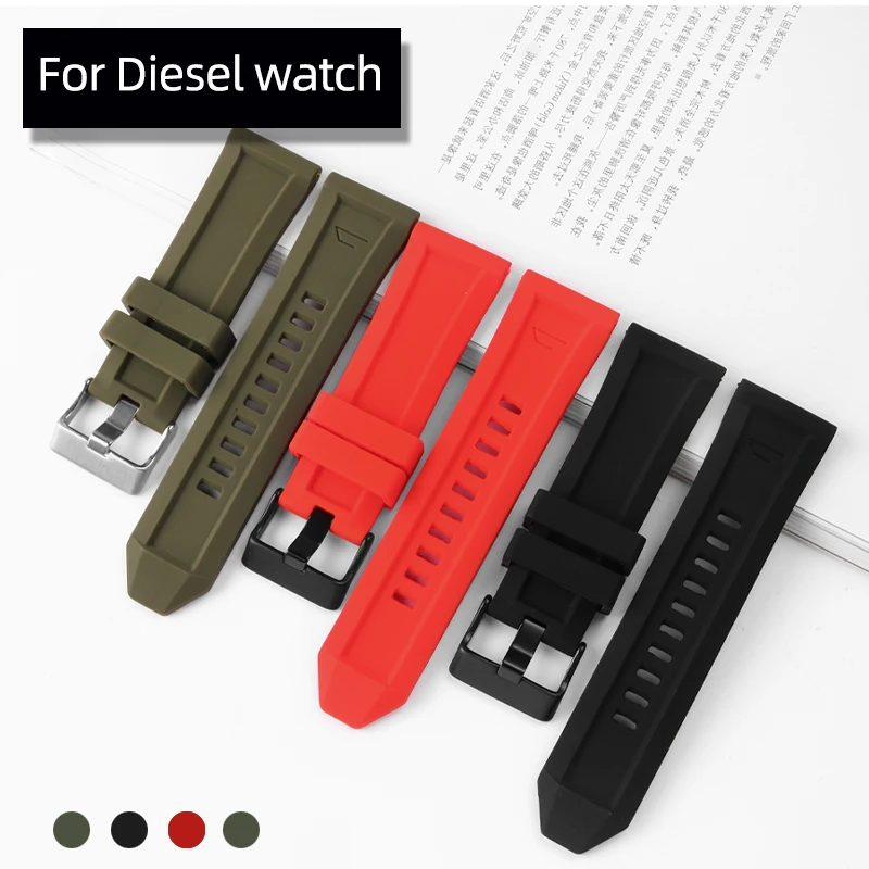 

24mm 26mm 28mm Silicone Rubber Bracelet Watch Band for Diesel DZ4427 DZ4487 DZ4323 DZ4318 DZ4305 Series Waterproof strap