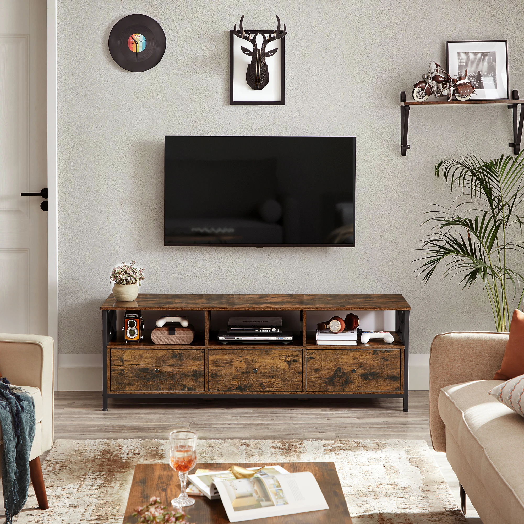 Test : meuble TV VASAGLE avec LED et étagères en verre