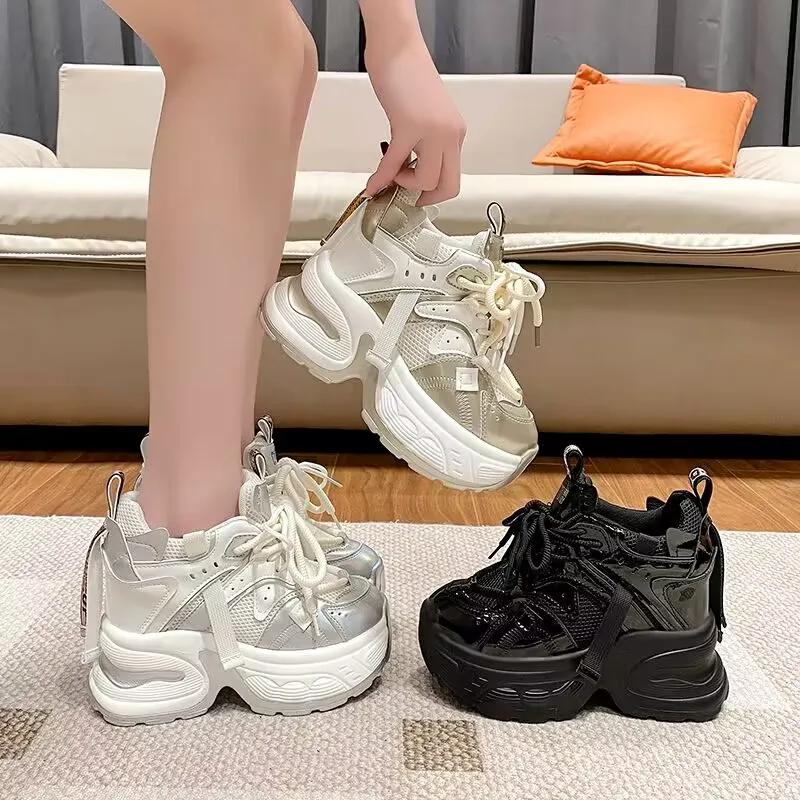

Женские кроссовки на массивной платформе, Повседневная дышащая обувь для бега, на толстой подошве