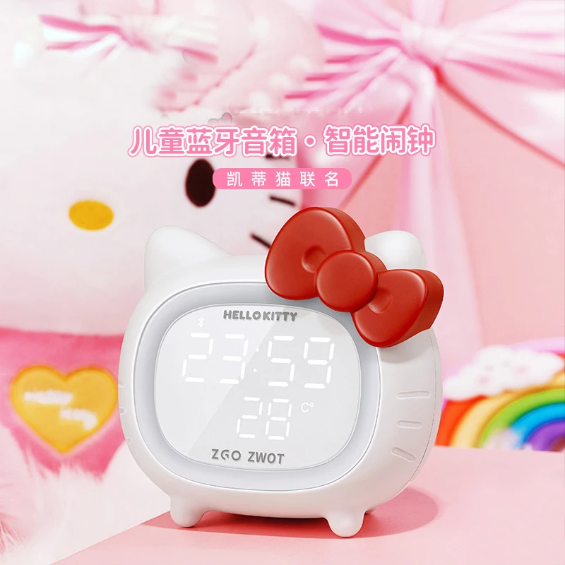 Sanrio Hello Kitty Children's Smart Alarm Clock Bluetooth Speaker Middle  School Student Bedroom Decorations Girl LED Night Light