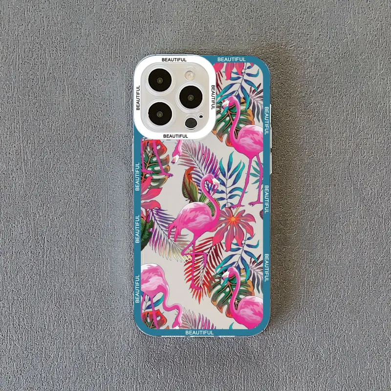 Vibrant Pink Red Flamingo Clear Phone Case – Stylish Transparent Coque Phone Cover