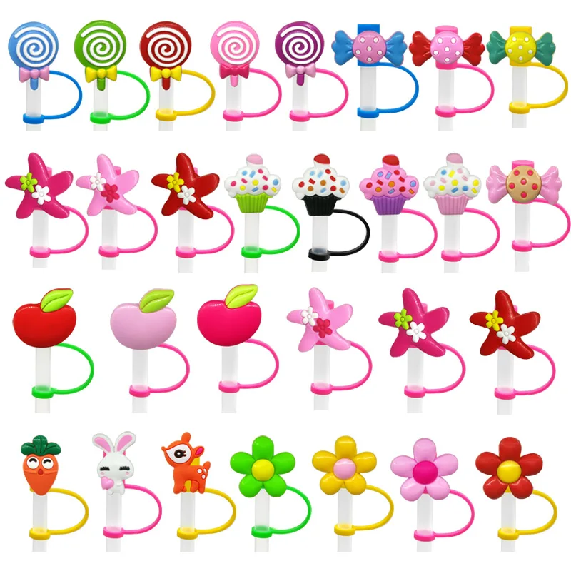 8PCS PVC Cute Cows Straw Topper Creative Straw Cover Drink Cups Dustproof  Decoration Reusable Preventing Spillage