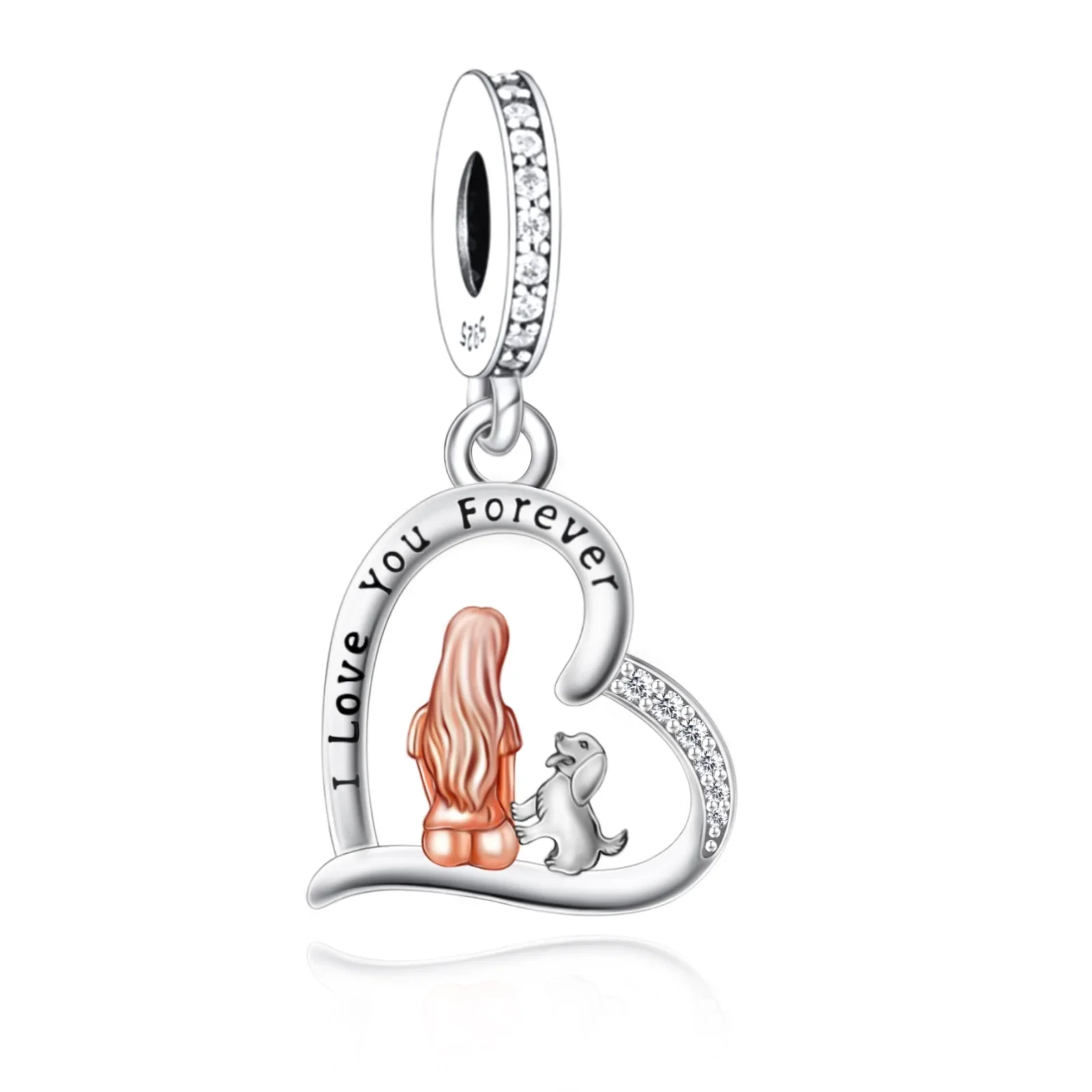 Fit Original Pan Charm Bracelet 100% 925 Sterling Silver I Love You Forever Dachshund Dog Bone Bead For Making Women Berloque 5