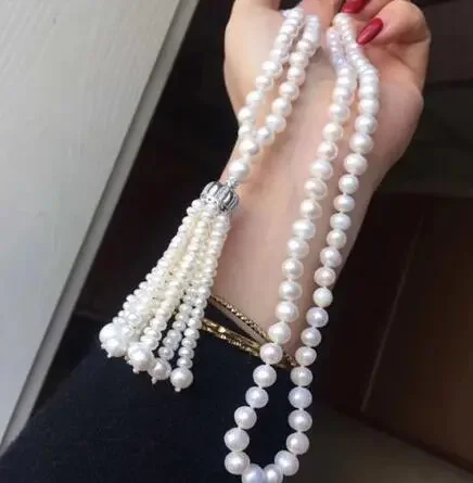 

Top new style 7-9 mm REAL Freshwater WHITE pearl necklace pendant
