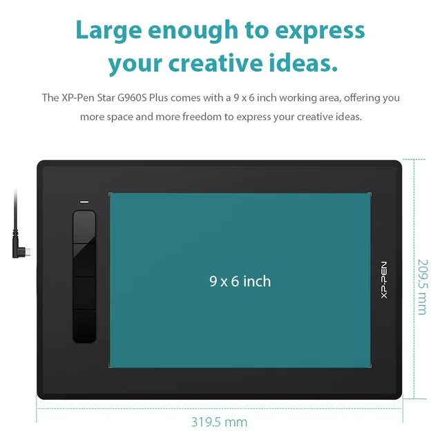 XPPen Drawing Tablet Graphics StarG960S Plus 9x6 Inch Pen Tablet with 4 Keys Support Learning 8192 Levels for Windows Mac Androi 2