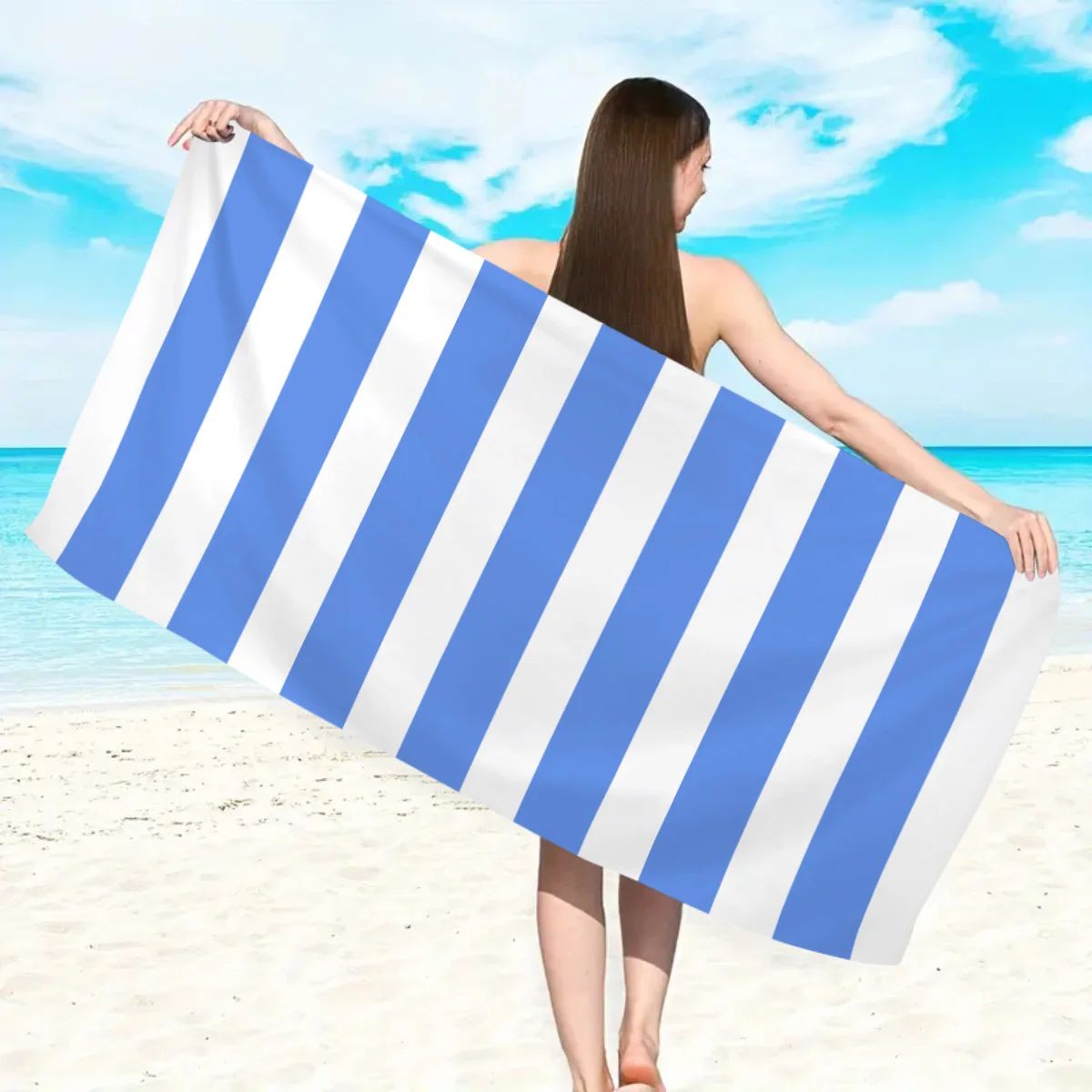 Colorful Striped Beach Towel Quick Drying Absorbent Bath Towel_voghion.com