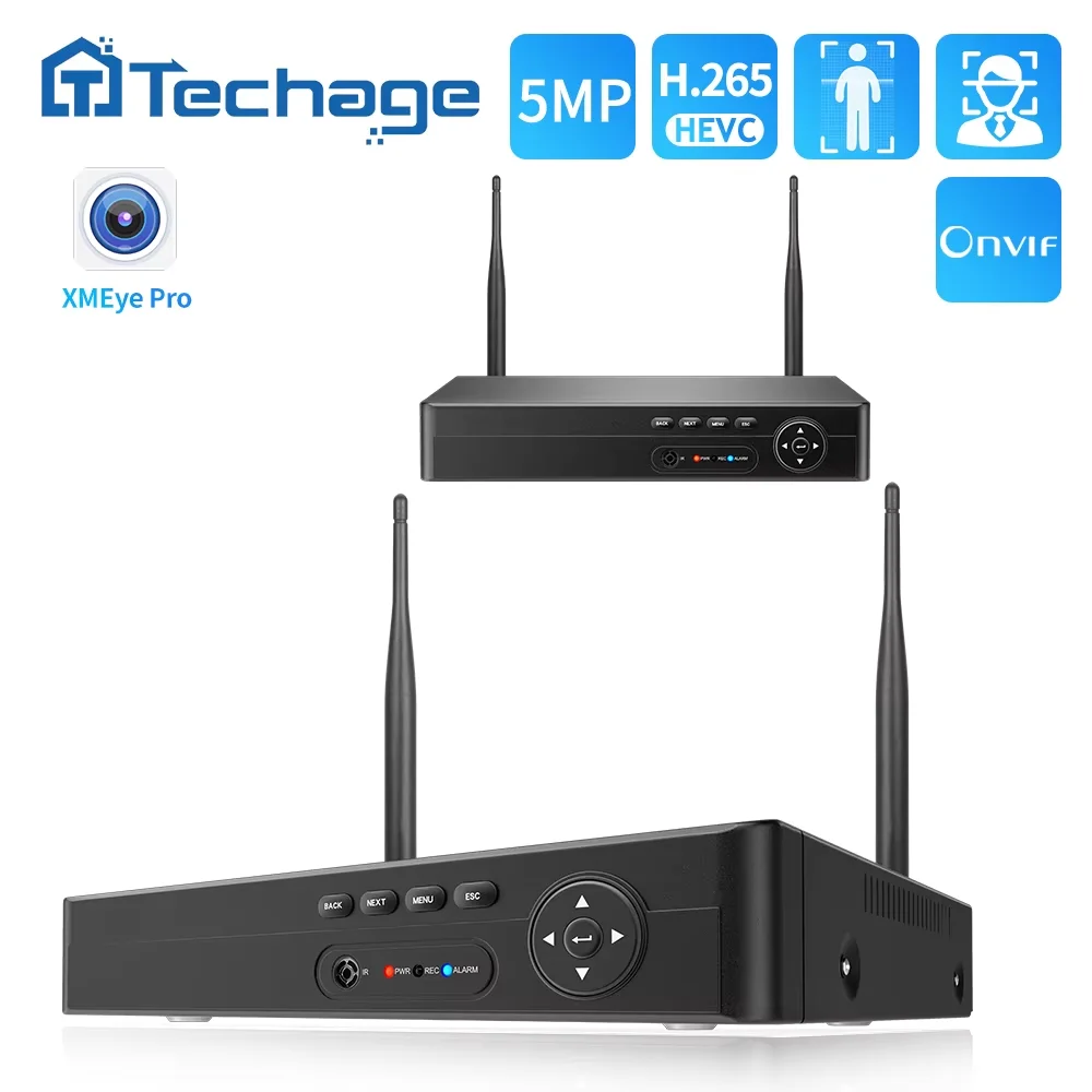 Network Video Recorder Techage 8CH NVR H.265 5MP 4MP Wireless Recorder Wifi CCTV IP Camera Security Protection System P2P XMeye Pro ONVIF Network Video