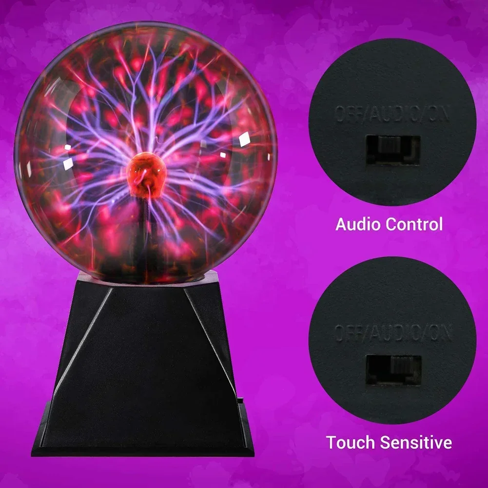 3/8 Inch Sound Control Magic Plasma Ball Lamp LED Night Light Atmosphere Touch Glass Plasma Light Christmas Party Decor Lighting 4