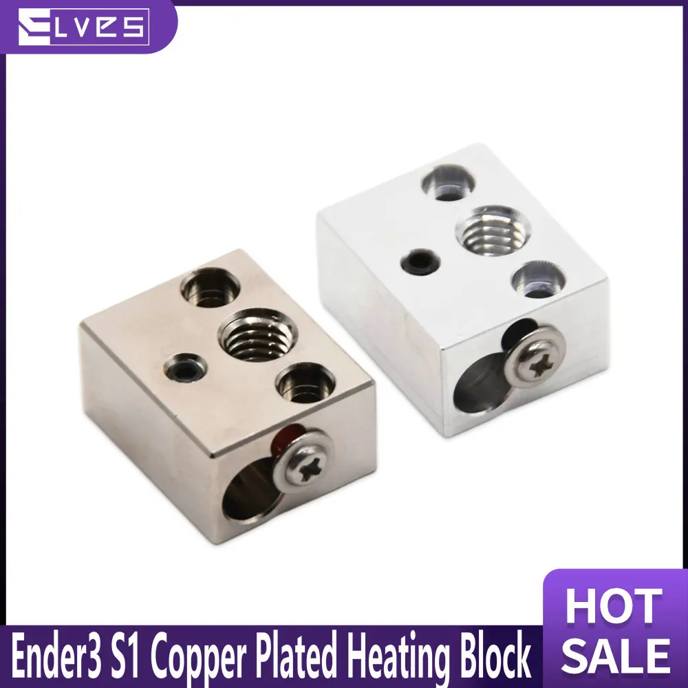 ELVES High Temperature Ender3 S1 Copper Plated Heating Block for Sprite Direct Drive Extruder Pro Ender 3 S1 CR-10 Smart Pro