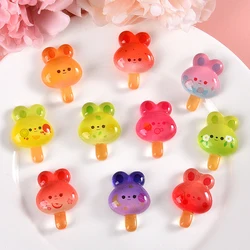 10PCS Noctilucent Ice Rabbit Series Resin Flat Back Cabochons For Hairpin Scrapbooking DIY Jewelry Craft Decoration Accessories