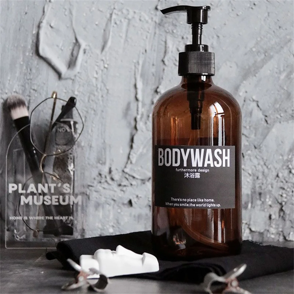 250ml 500ml Soap Dispenser Bathroom Brown Glass Liquid Storage Sub Bottling Hand Body Wash Conditioner Shampoo Bottle