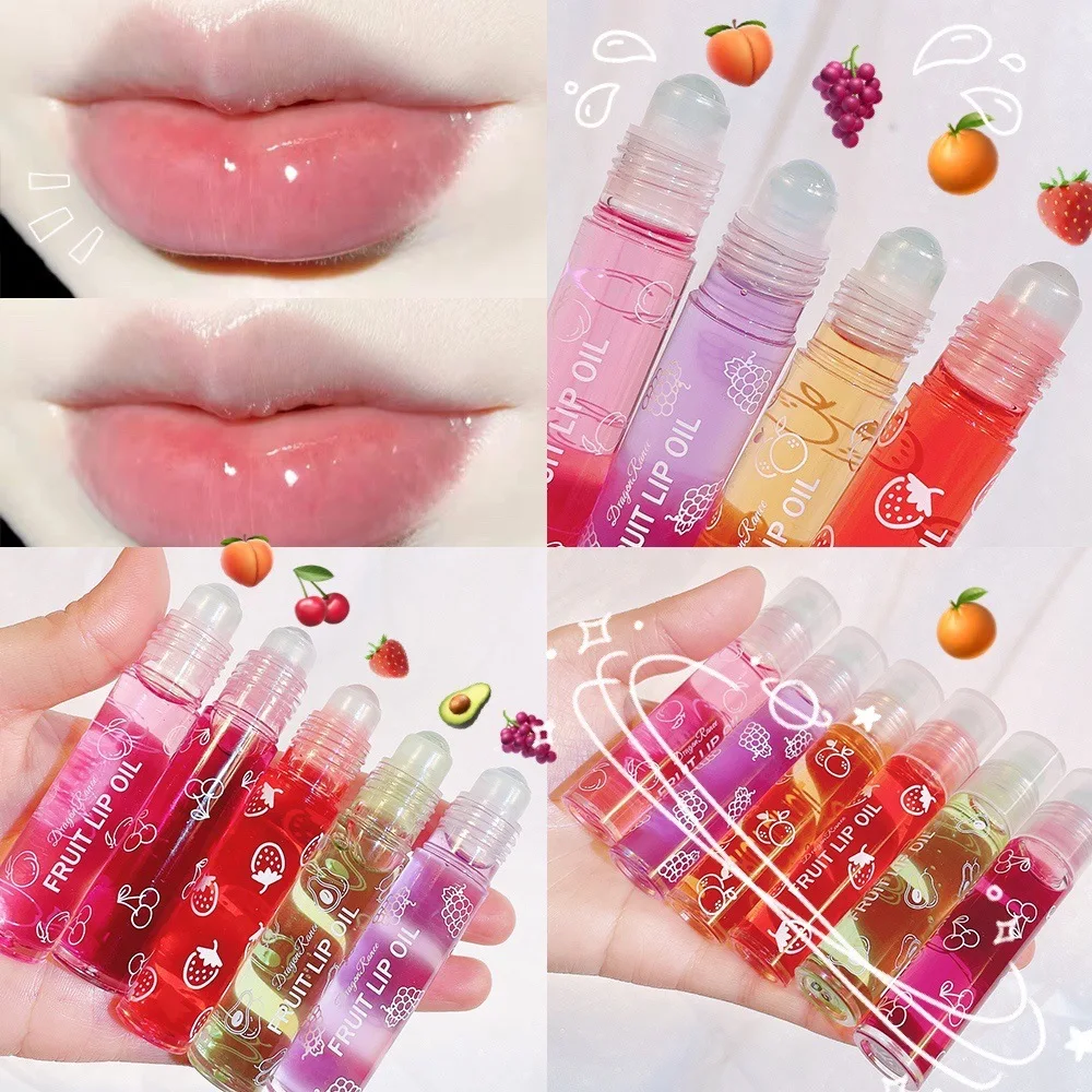 

Roll-on Lip Balm Fruit Aroma Moisturizing Clear Lip Oil Long Lasting Hydrating Makeup Primer Transparent Lip Gloss Cosmetics