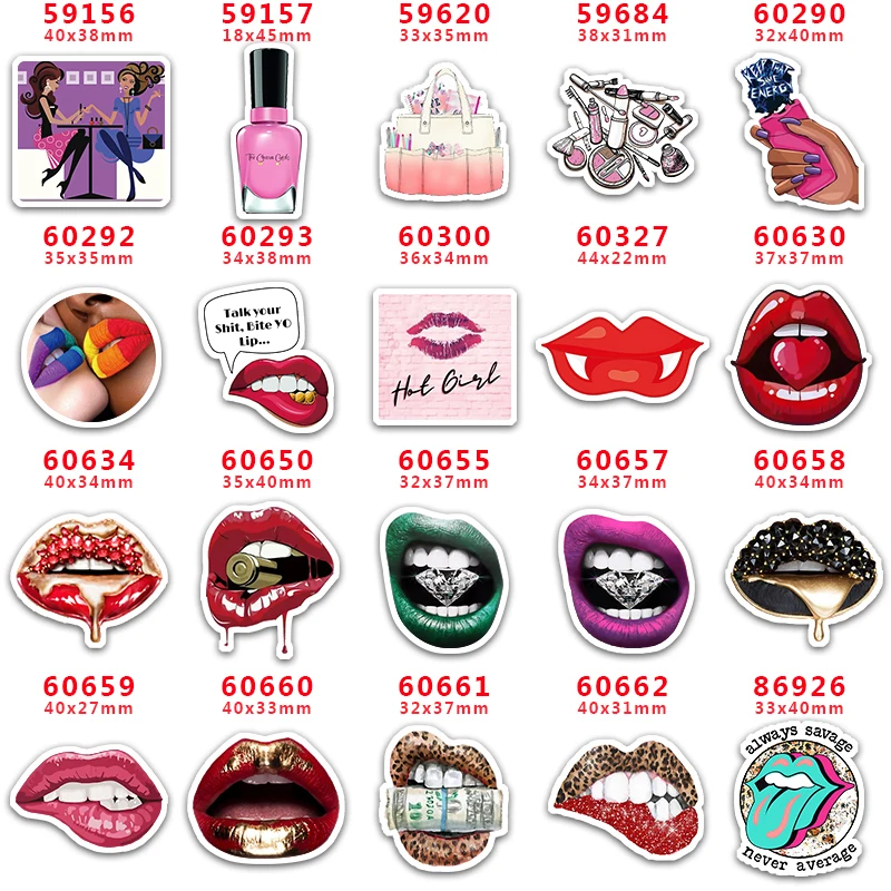 DIY Craft Supplies Sewing Accessories Cartoon Beauty Makeup Lipstick Printed Planar Resins Mold 10 Pieces. PR-59156