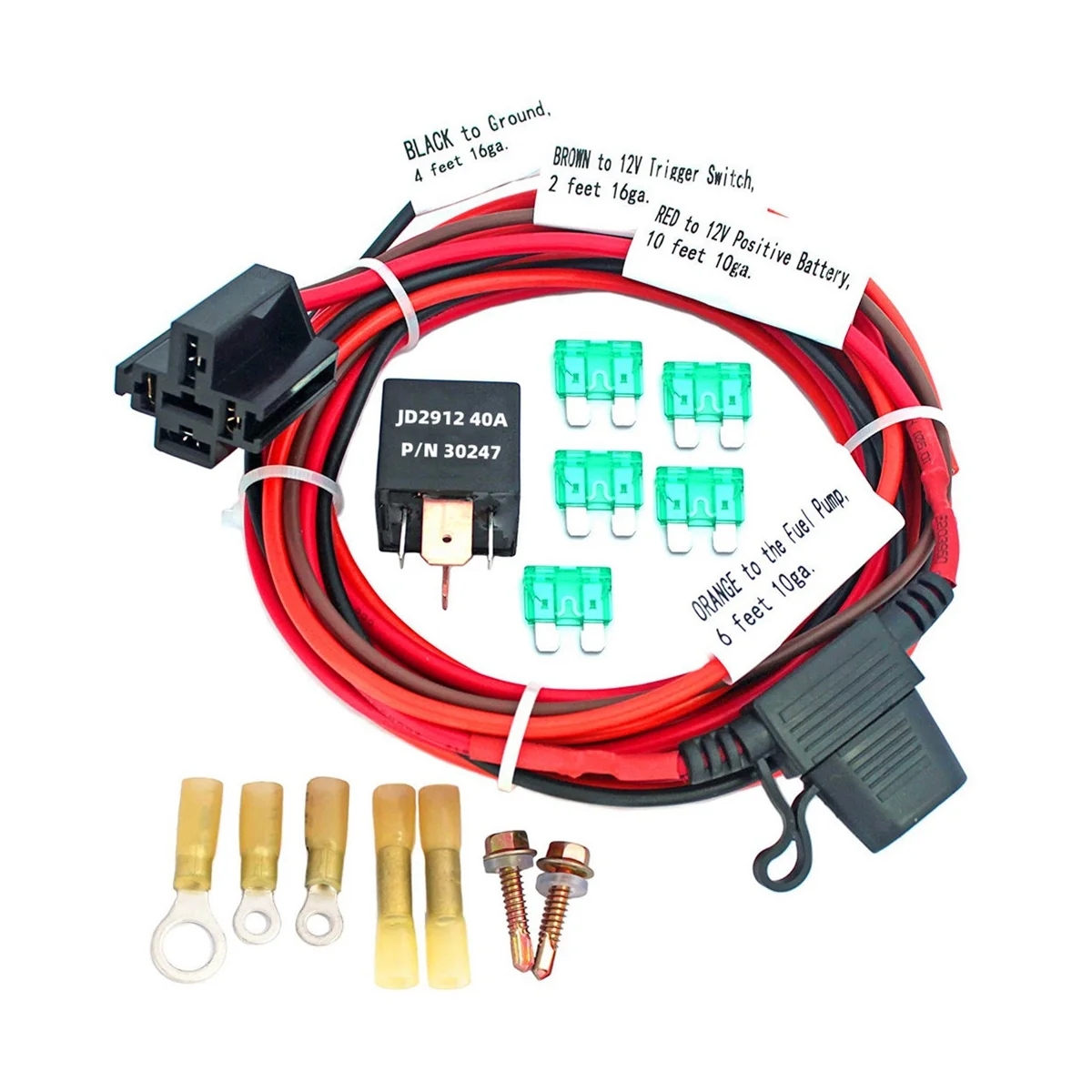 

Universal 12V Electric Fuel Pump Relay Kit Waterproof Relay with Fuel Pump Wiring Harness 5 Pin SPDT