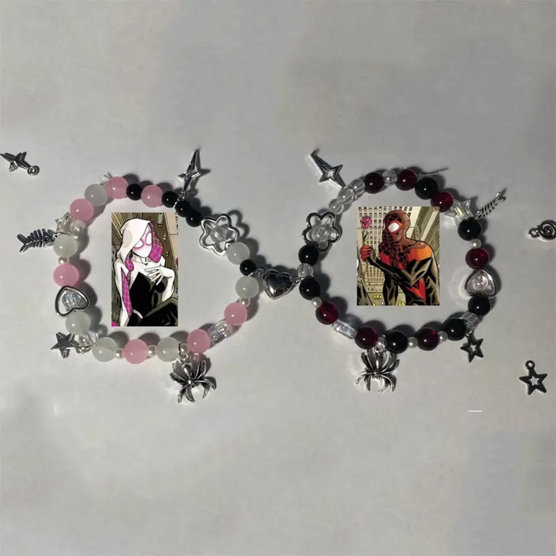 Браслеты с бисером для пар Майлс Моралес и Гвен Стейси, Y2K эстетика, кокетка, подарок для нее, паук