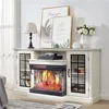3-Sided Glass Fireplace TV Stand for TVs up to65''with12Color,Media Entertainment Center Console Table with Doors Closed Storage 1
