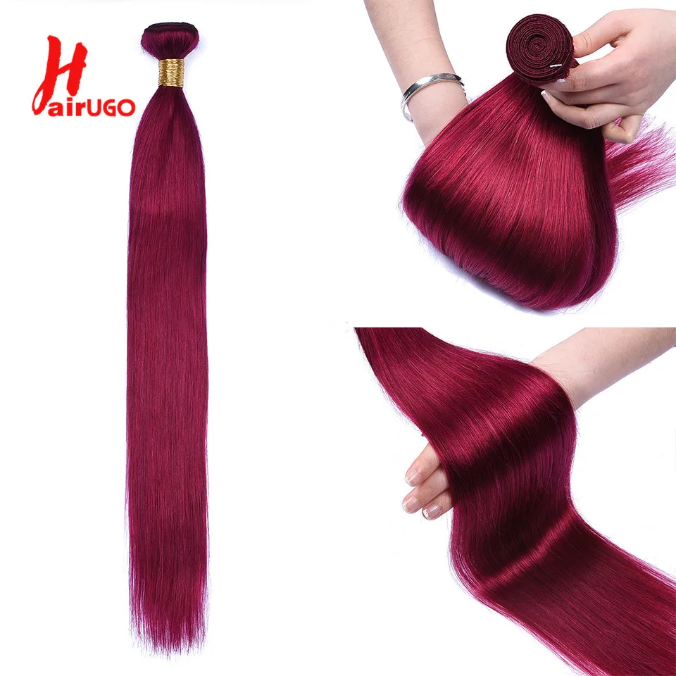 Burgundy Straight Human Hair Bundles Red Silky Straight Bundles BURG Human Hair Weave Brazilian Weft Extensions 100g/Bundle