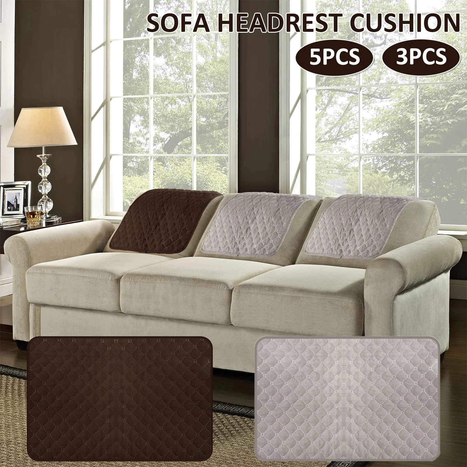 3Pcs Sofa Headrest Cover Soft Polyester Recliner Headrest Protector Wear Resistant Recliner Headrest Cover Anti-Fade Sofa Head 3