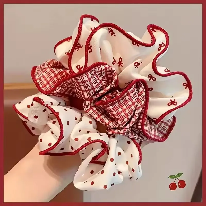 1/3 Stück hochwertige rote Haargummis mit niedlichem Punktmuster für Damen und Mädchen, weiche, elastische Haargummis, sanfte Haarbänder, modische Haaraccessoires_voghion.com