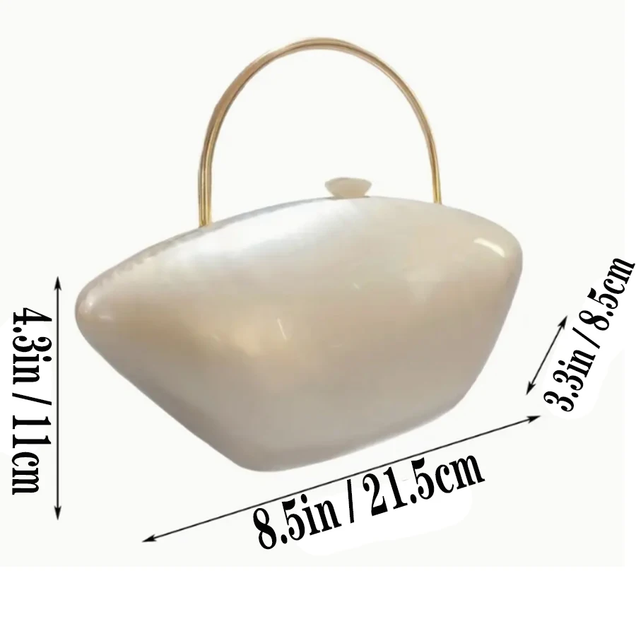 Women's Marble Pearl Acrylic Clutch Bag with Chain Shell Box Design Evening Wedding Bridal Handbag Gift for Party 6