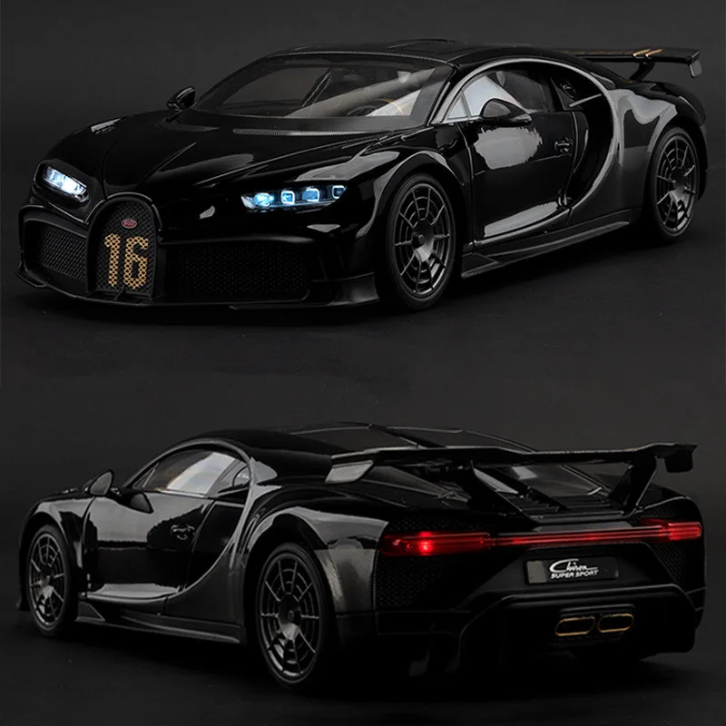 

1:18 Bugatti Chiron PUR SPORT Alloy Sports Model Diecast Metal Racing Car Vehicle Model Sound and Light Simulation Kids Toy Gift