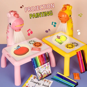 Electric deer projection drawing board multi-functional writing board learning drawing can erase coloring educational toys 1
