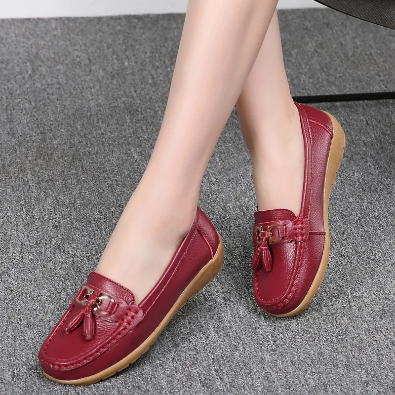 Spring autumn women genuine leather loafers flats moccasins shoes