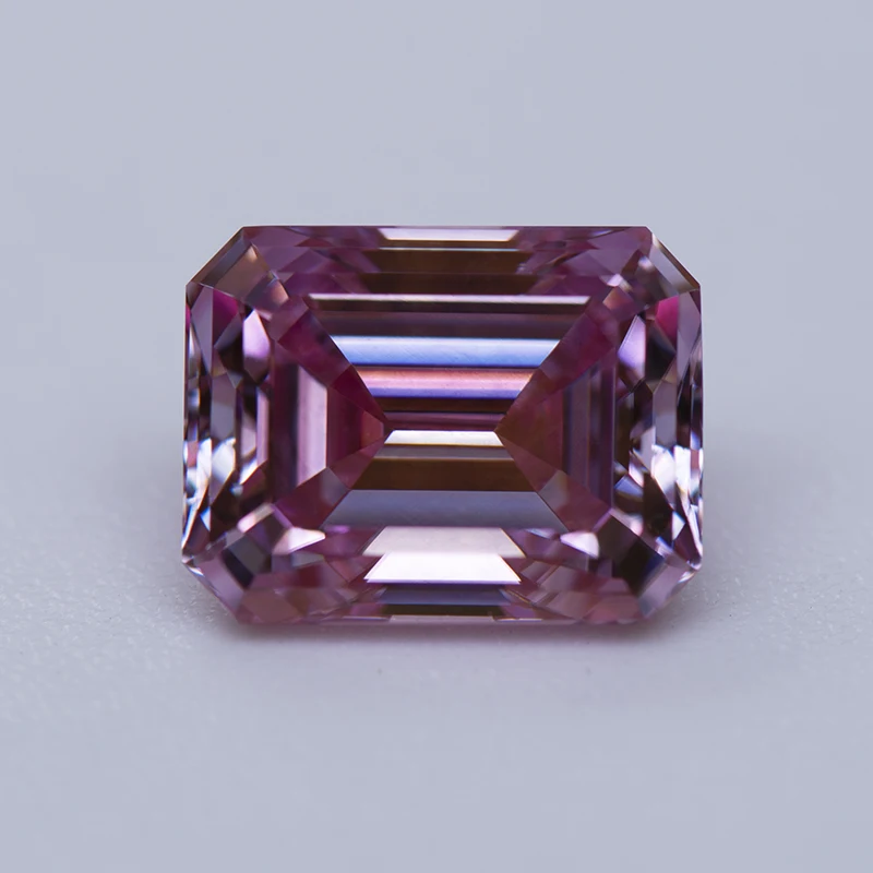 

Moissanite Gemstone Sakura Pink Color Emerald Cut Lab Grown Diamond Woman Advanced Jewelry Making Materials with GRA Certificate