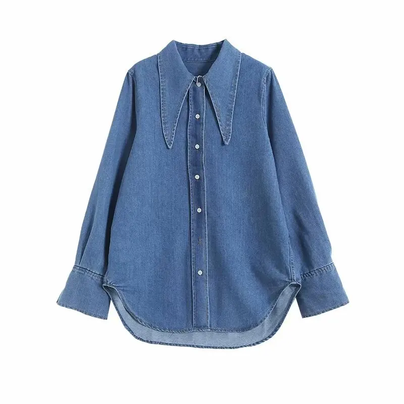 

Новая повседневная Прямая рубашка свободного кроя с отворотом