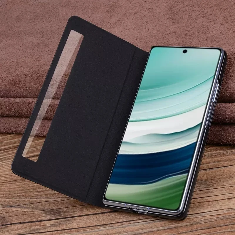 Luxury Genuine Leather Case for Huawei Mate X5 Magnetic Flip Phone Cover for Huawei Mate X3 Funda Skin MateX5/Mate3 Window Bag