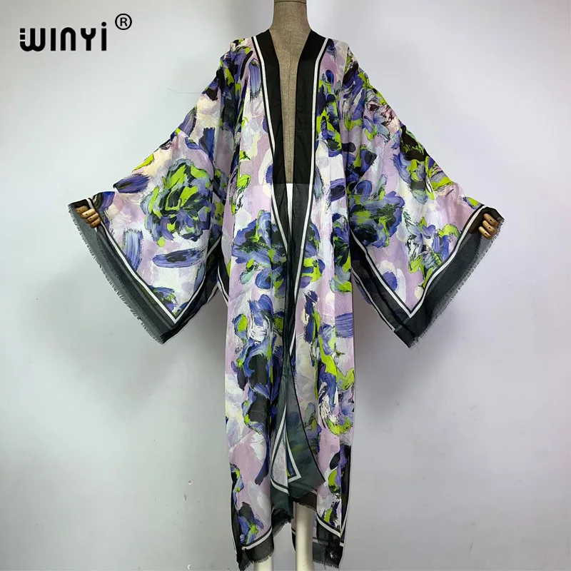 WINYI 2023 kimono summer print caftani copricostume da spiaggia