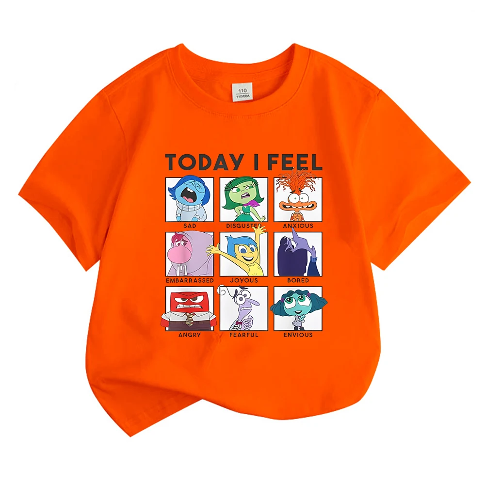 Kids Cotton T Shirt Today I Feel Inside Out 2 Cartoon Anime