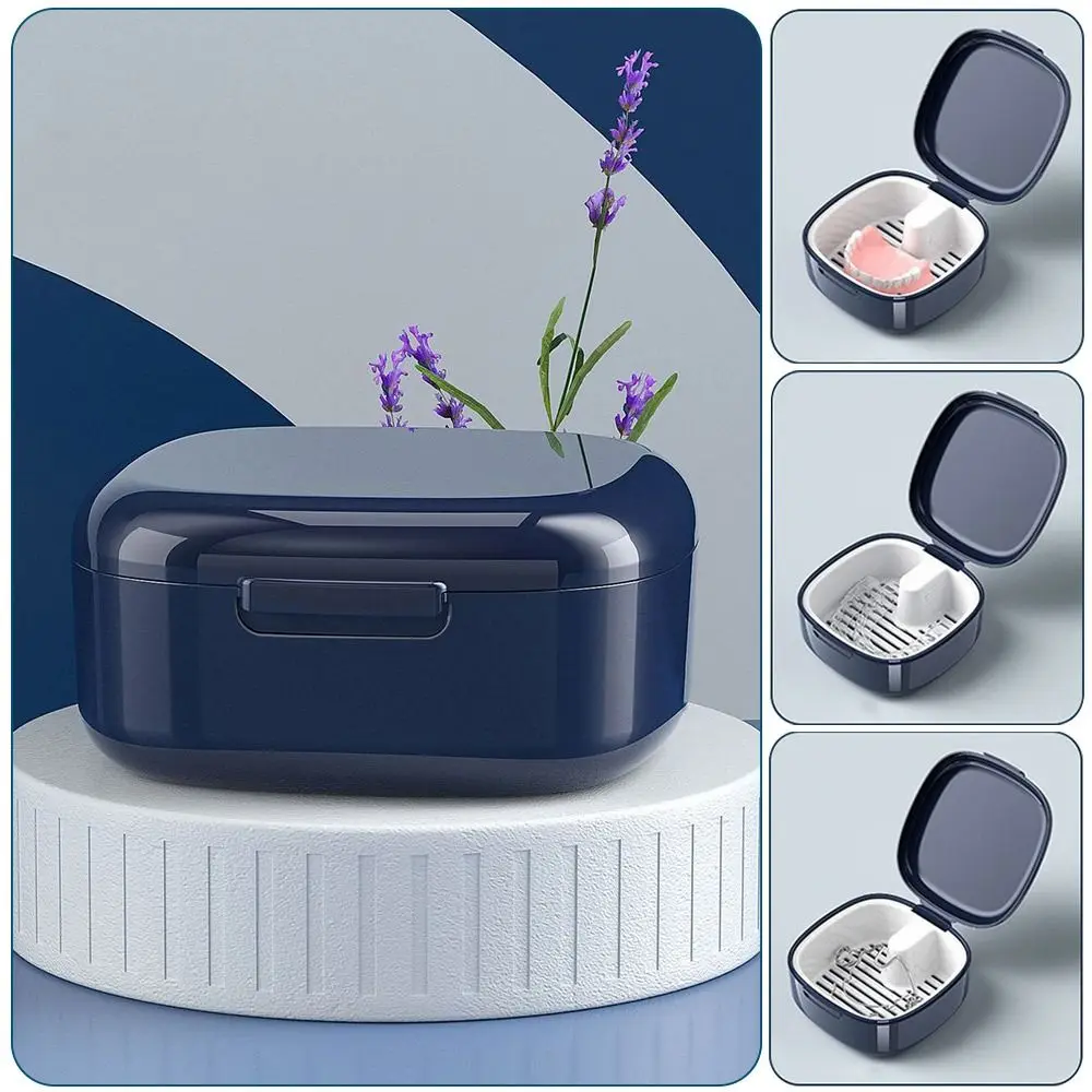 Portable Denture Storage Box Orthodontic Retainer Dustproof Braces Cleaning Boxes Sealed Cleaning Denture Soak Box Oral Hygiene 1