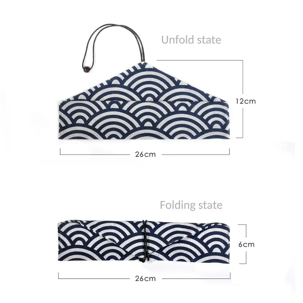 Reusable Metal Straw Bag Japanese Style Linen Tableware Pouch Spoon Fork Storage Bag Chopstick Straw Clean Brush Pouch Organizer
