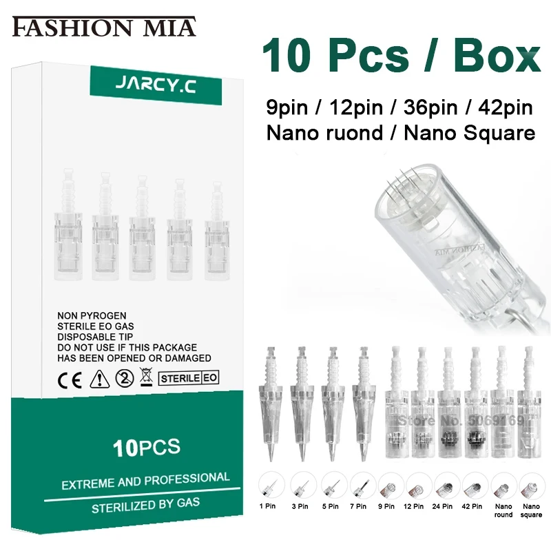 10 Pcs Dr Pen N2/Mym/M5/M7 Cartuccia Ad Ago A Baionetta Per Derma Pen Machine Sostituisci 9Pin/12Pin/36Pin/Round Nano Microneedling