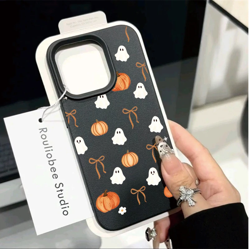 Cartoon Halloween Pumpkin Ghost Lychee Design Phone Case