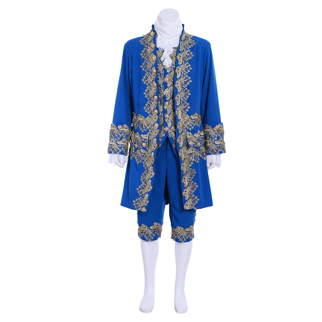 

18th Century Historical Tuxedo Retro Victorian Men's Regency Outfit Tailcoat Rococo Medieval Blue Uniform Colonial Military Cos