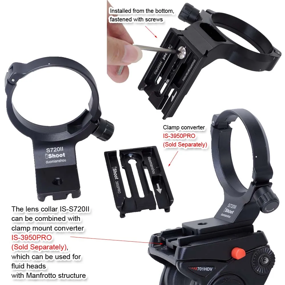 Ishoot-lens Collar Tripod Mount Ring Mount Ring Support For Sony fe 70200 mm f4 Macro g Oss ii Arca-swiss Quick Release Plate - Image 5