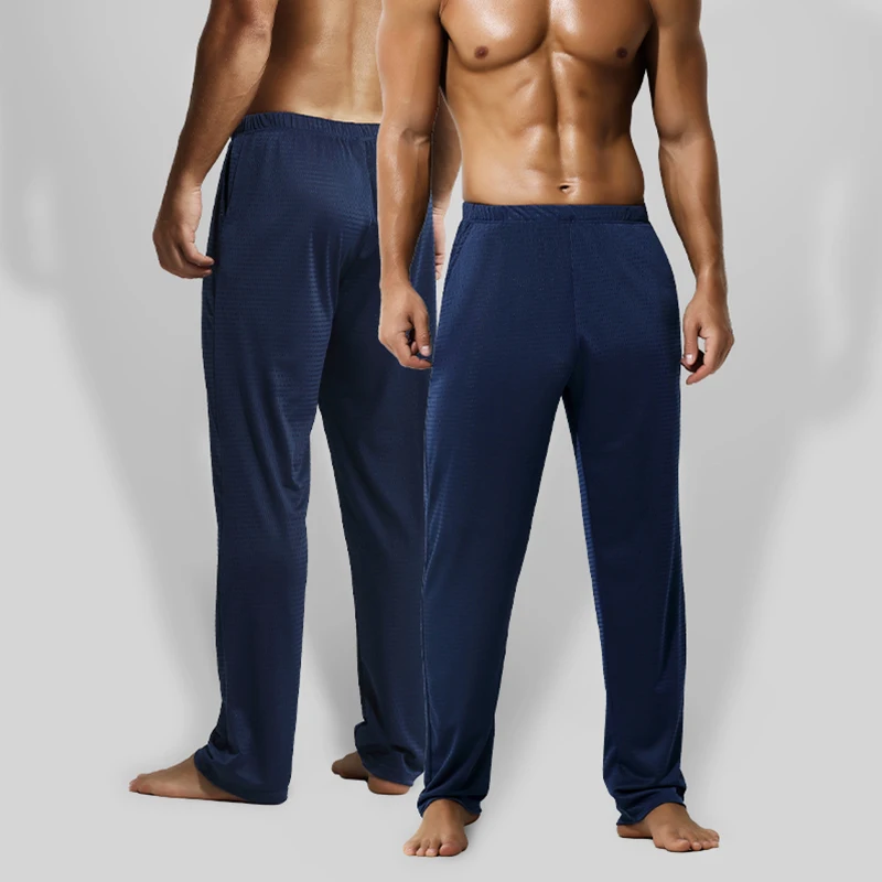 Lässige lange Sommerhose aus Eisseide für Herren, Klimaanlagenhose, dünne Frühlings- und Herbsthose, lockere, große Sommer-Heimhose, kann draußen getragen werden