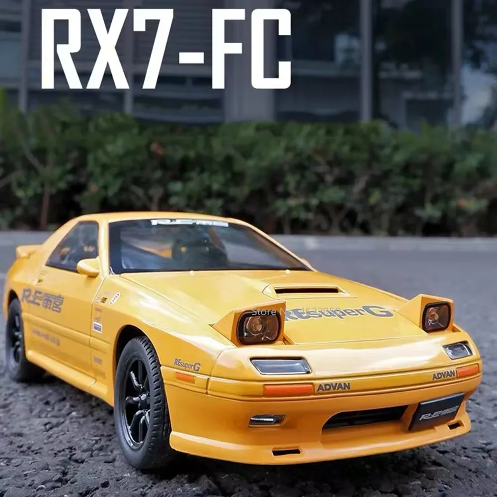 

1/24 Scale Alloy Mazda RX-7 Initial D Racing Toy Super Car Model Diecast Metal Rubber Tires Sound Light Toys Vehicle Boys Gifts