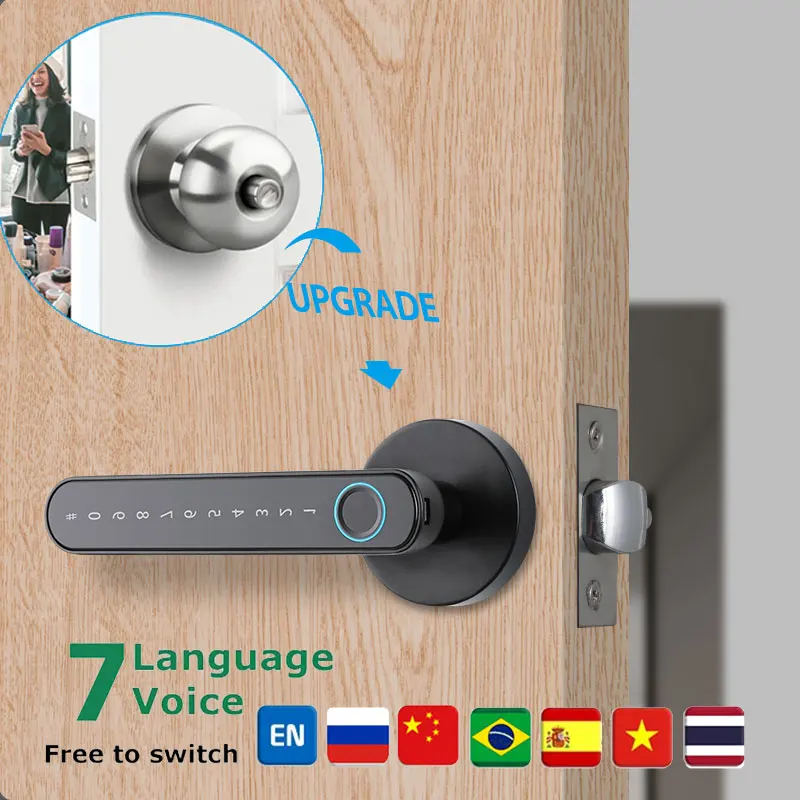 Smart Door Handle Fingerprint Password Serratura Digitale Tuya App Keyless Entry Per Porte Smart Electronic Lock