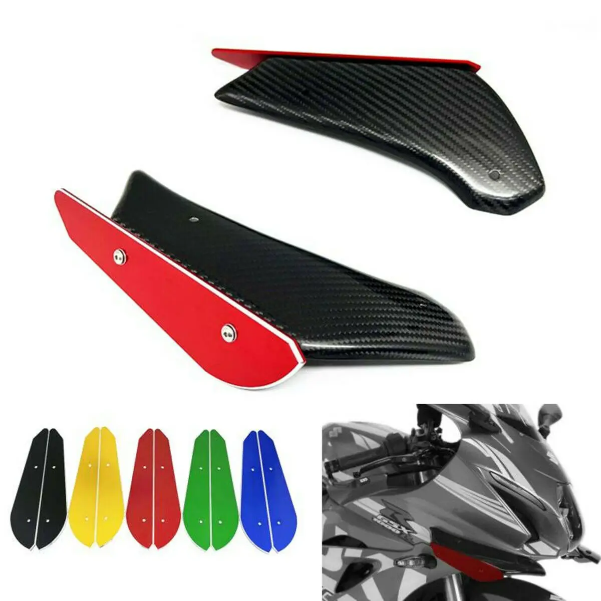 

Цветной боковой спойлер из углеродного волокна Downforce Winglets для YAMAHA YZF-R3 R3 2015 2016 2017 2018 2019 2020
