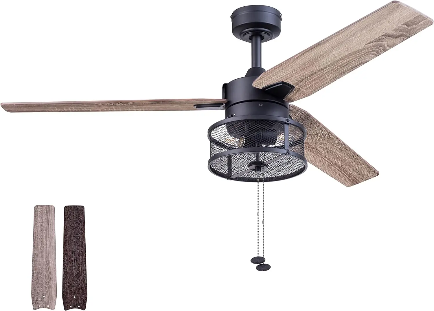 

Sytarra Industrial Modern Farmhouse Ceiling Fan, 3-Blade Contemporary, LED Cage Light, Propeller Style, Matte Black Finish, 5166