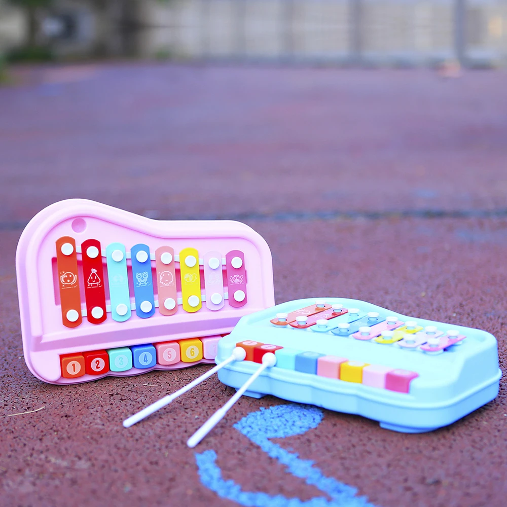 Orff Musical Instruments 8 Tone Hand Knock Xylophone Hand Knock Duet Piano Percussion Instrument Baby Educational Toys Kid Gifts