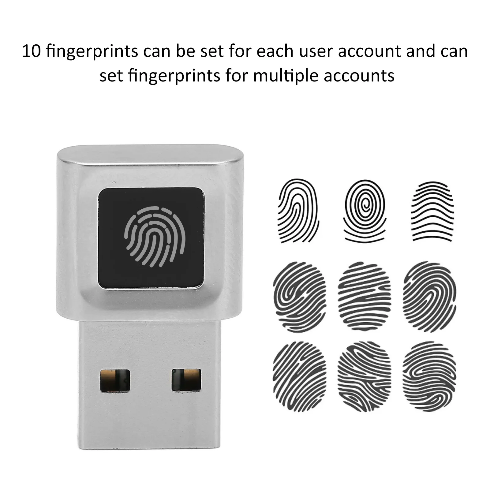 USB Fingerprint Sensor 360 Degrees Touch USB Fingerprint Reader Fast Matching High Sensitivity Easy for Login