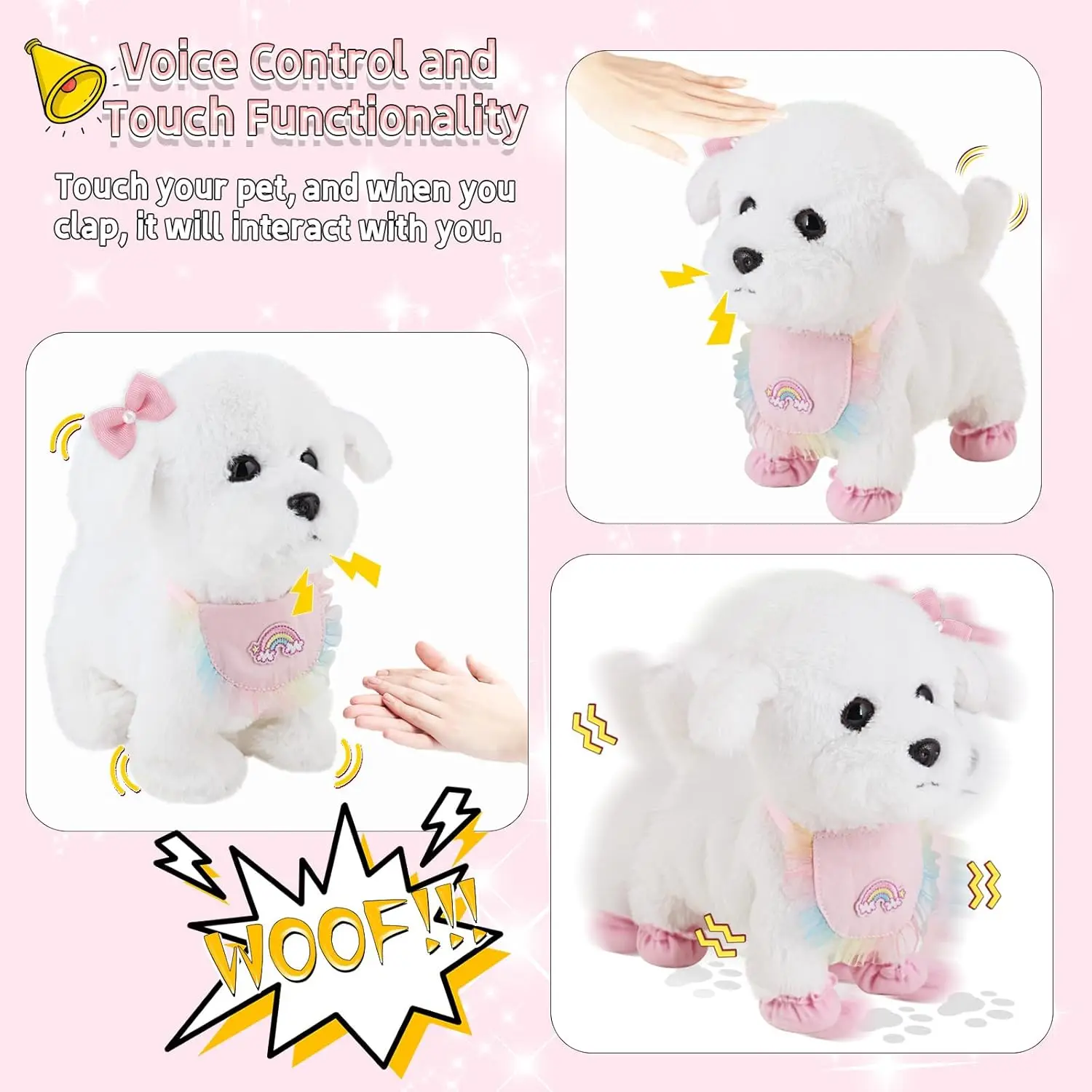 Interactive Stuffed Puppy Toys That Walk&Bark, Walking Dog Toy for Kids with Leash, Remote Control, Girls&Boys Aged 3+ GIFT 2