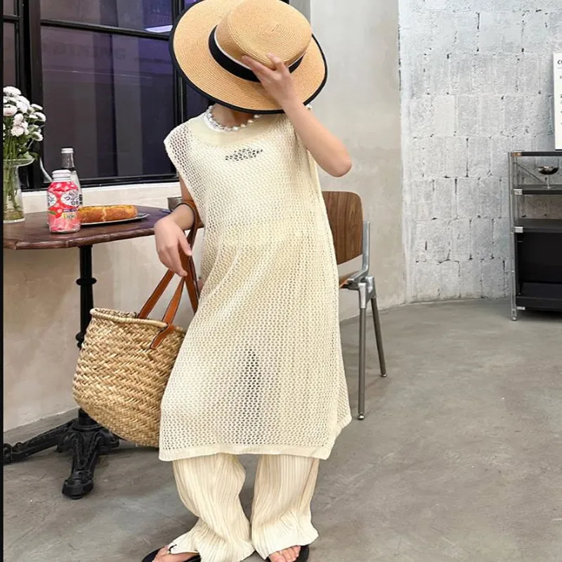 

Girl Summer New fashion Dress + Pant 2pcs Sets Teenage Clothes Kids Vest Dress X Long Trousers Kids Suits 6-16 Years Wz119