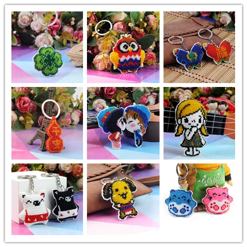 Embroidery Kits Bead cross stitch kits Printed cross stitch Set stich Key chain Phone mobile phone ornaments Cartoon pendant Craft Bead-work