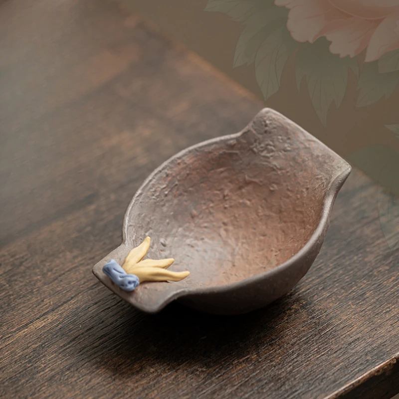 Coarse Pottery Tea Scoop Traditional Tea Leaf Holder Chahe Shovel Awakening Tea Ladle Oolong Tea Chinese Tea Set Collection Gift